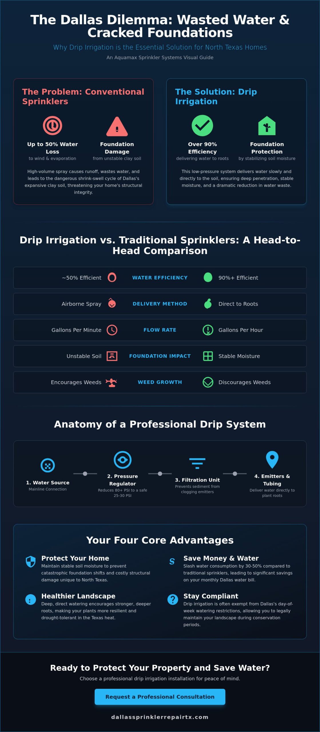 Professional Drip Irrigation System Installation in Dallas: Protecting Your Landscape and Foundation