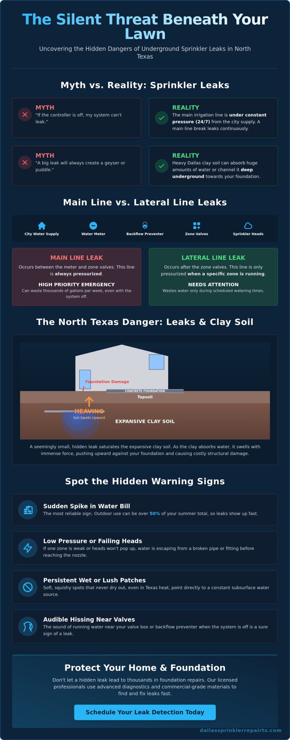 Sprinkler System Leaking Underground: Myth-Busting the Hidden Risks to Your Dallas Home