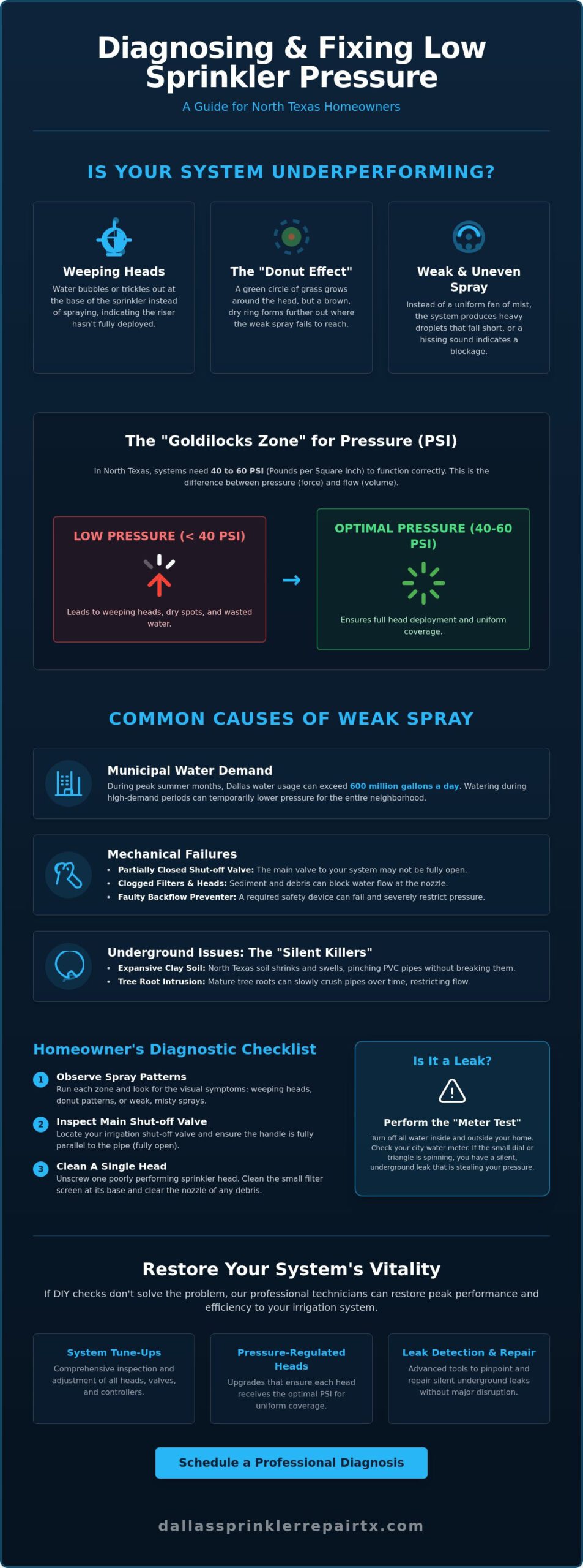 Low Water Pressure in Sprinkler Systems: Causes and Solutions for 2026