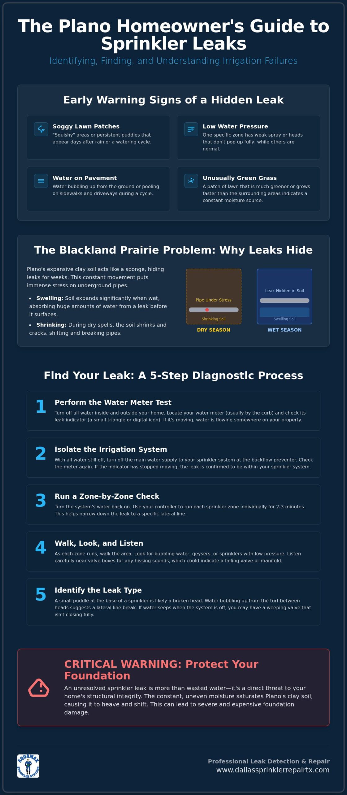 Find and Repair Sprinkler Leak Plano: The Homeowner’s Diagnostic Guide