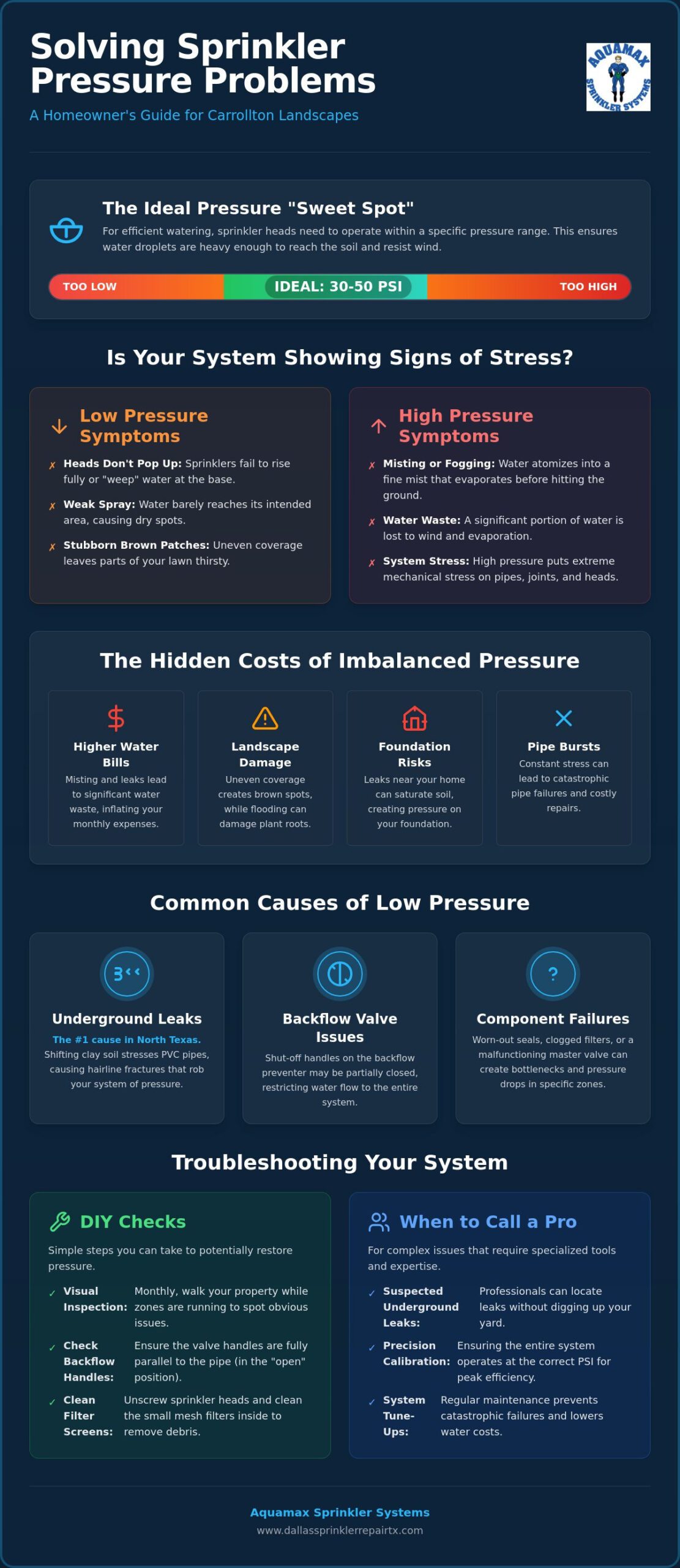 Sprinkler System Pressure Problems in Carrollton: Causes & Expert Solutions